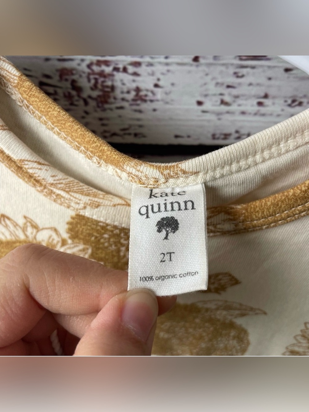 Kate Quinn // Classic Sunflowers Cream and Gold Two Piece Cotton Pajama Set - Picture 3 of 6